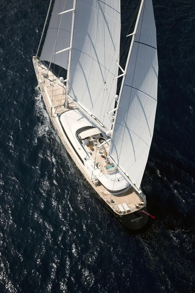 a boat sailing on the sea aboard PARSIFAL III Yacht for Charter