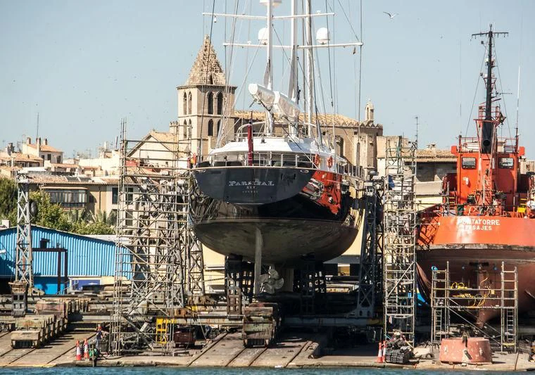 a boat in a harbor aboard PARSIFAL III Yacht for Charter