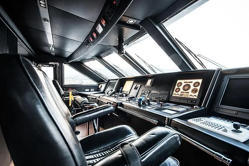 inside of a vehicle with computers and monitors aboard MY FAIR LADY Yacht for Sale