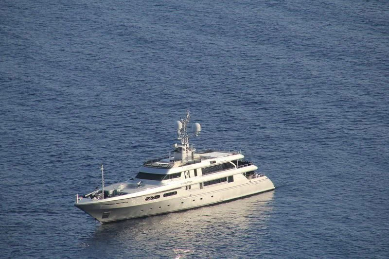 a white boat in the water aboard MY FAIR LADY Yacht for Sale