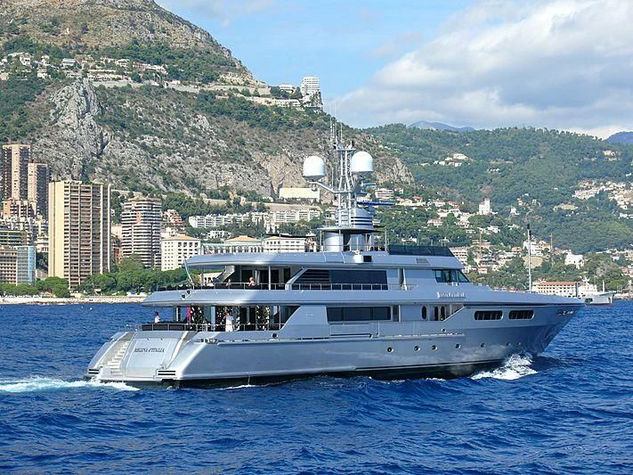 a large white boat on the water aboard MY FAIR LADY Yacht for Sale