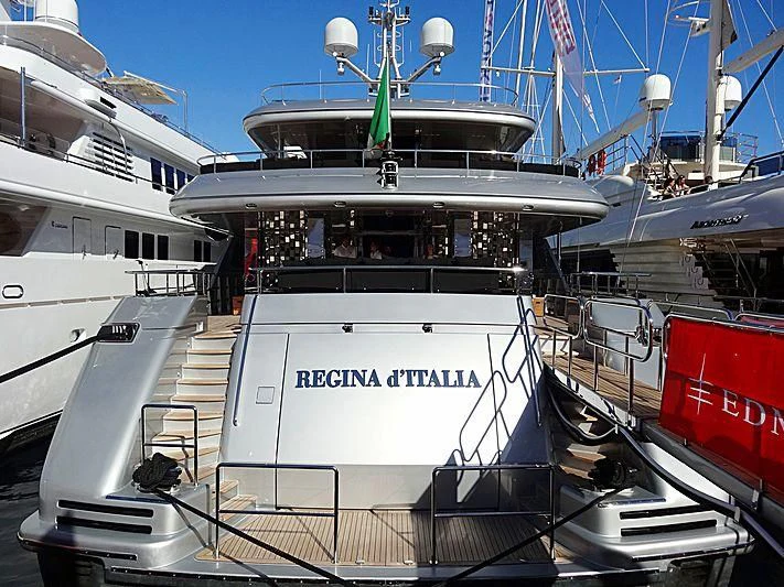 a large white boat with blue ropes aboard MY FAIR LADY Yacht for Sale