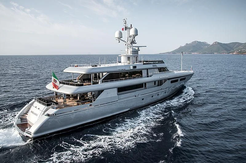 a large ship in the water aboard MY FAIR LADY Yacht for Sale