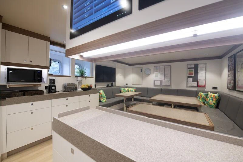a modern looking kitchen aboard SEA EAGLE Yacht for Sale