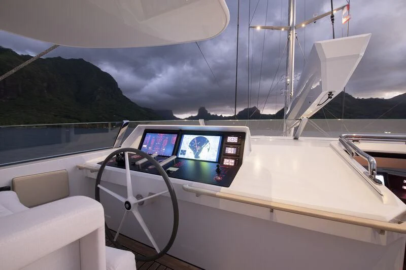 a boat with a screen and a laptop on it aboard SEA EAGLE Yacht for Sale