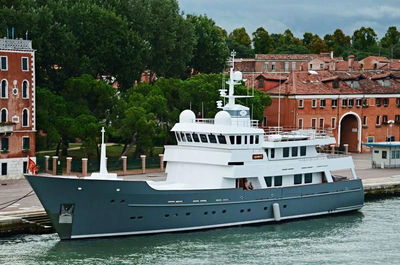 a large white boat in the water aboard SEA EAGLE Yacht for Sale