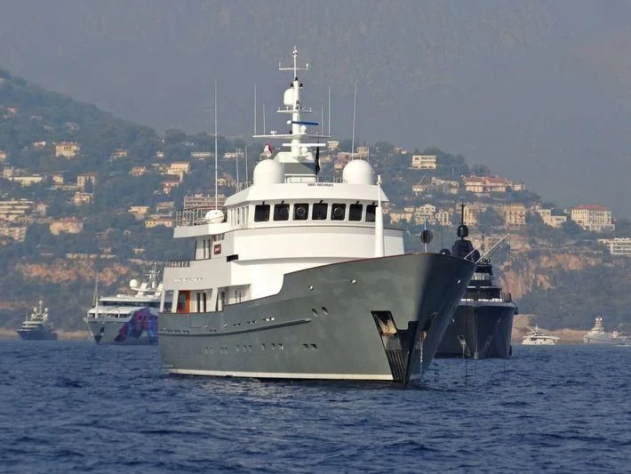 a large white boat in the water aboard SEA EAGLE Yacht for Sale