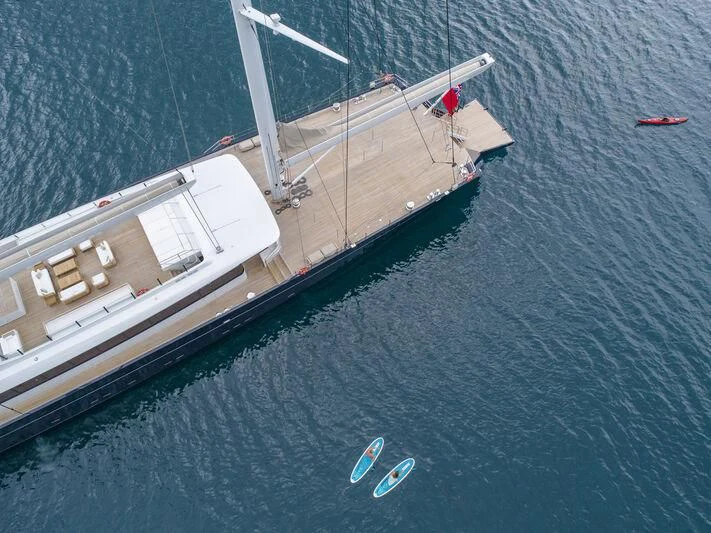 a large white boat in the water aboard SEA EAGLE Yacht for Sale