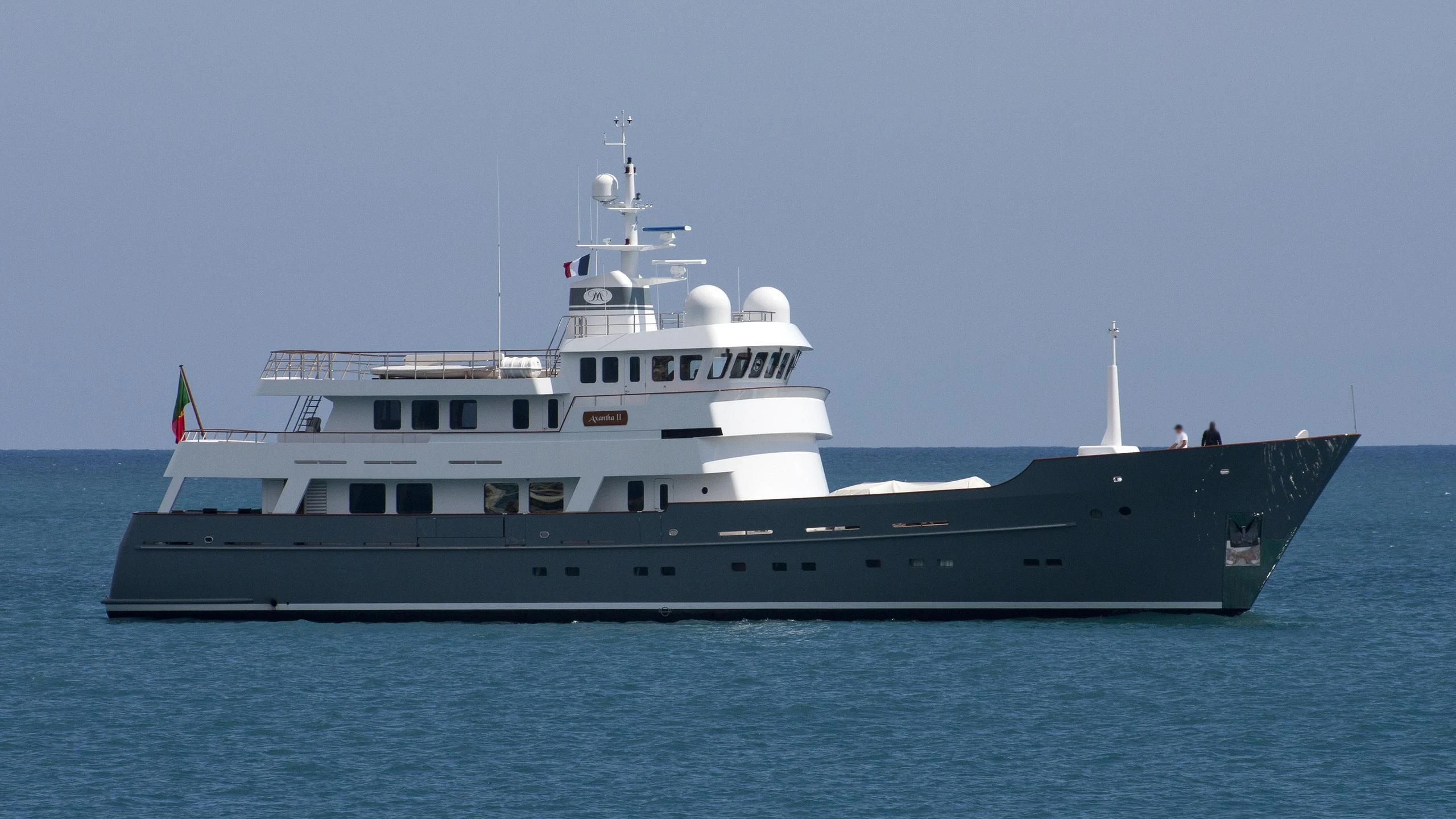 a large boat in the water aboard SEA EAGLE Yacht for Sale