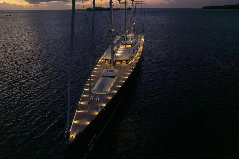 a large ship in the water aboard SEA EAGLE Yacht for Sale