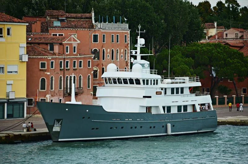 a large boat in the water aboard SEA EAGLE Yacht for Sale