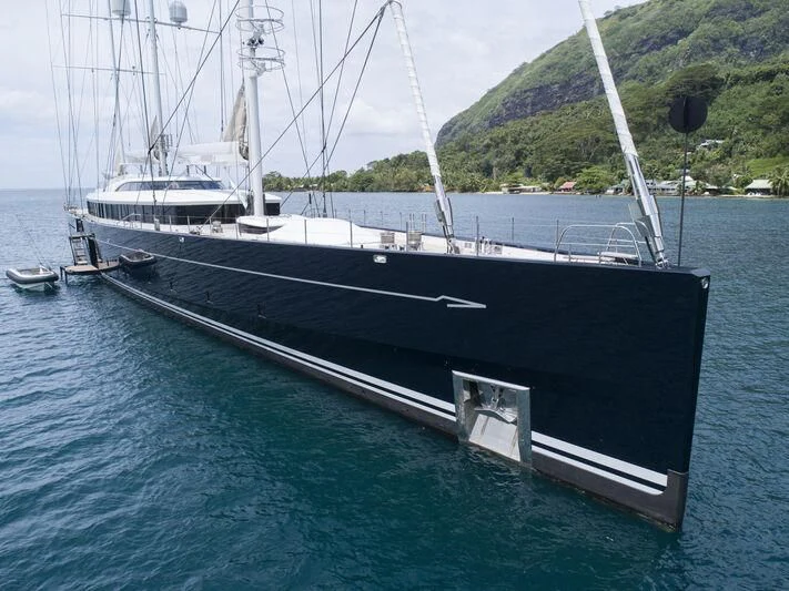 a black and white boat aboard SEA EAGLE Yacht for Sale