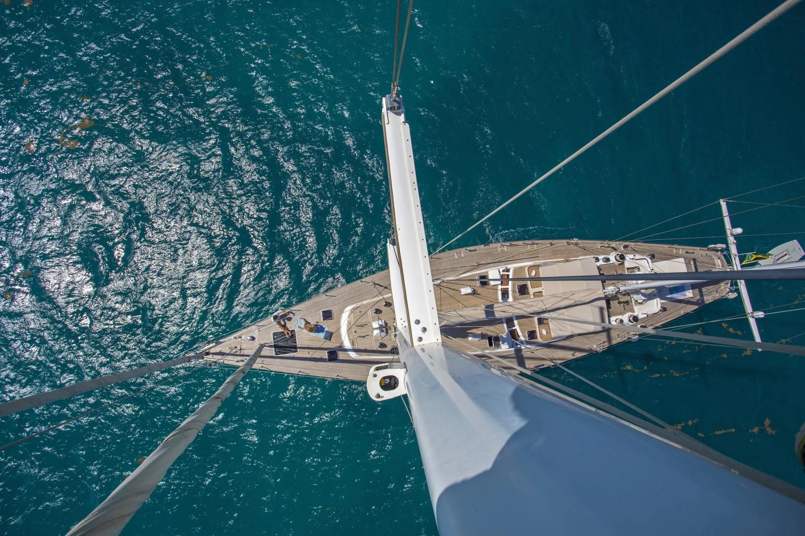 a plane flying over a city aboard WISDOM Yacht for Sale