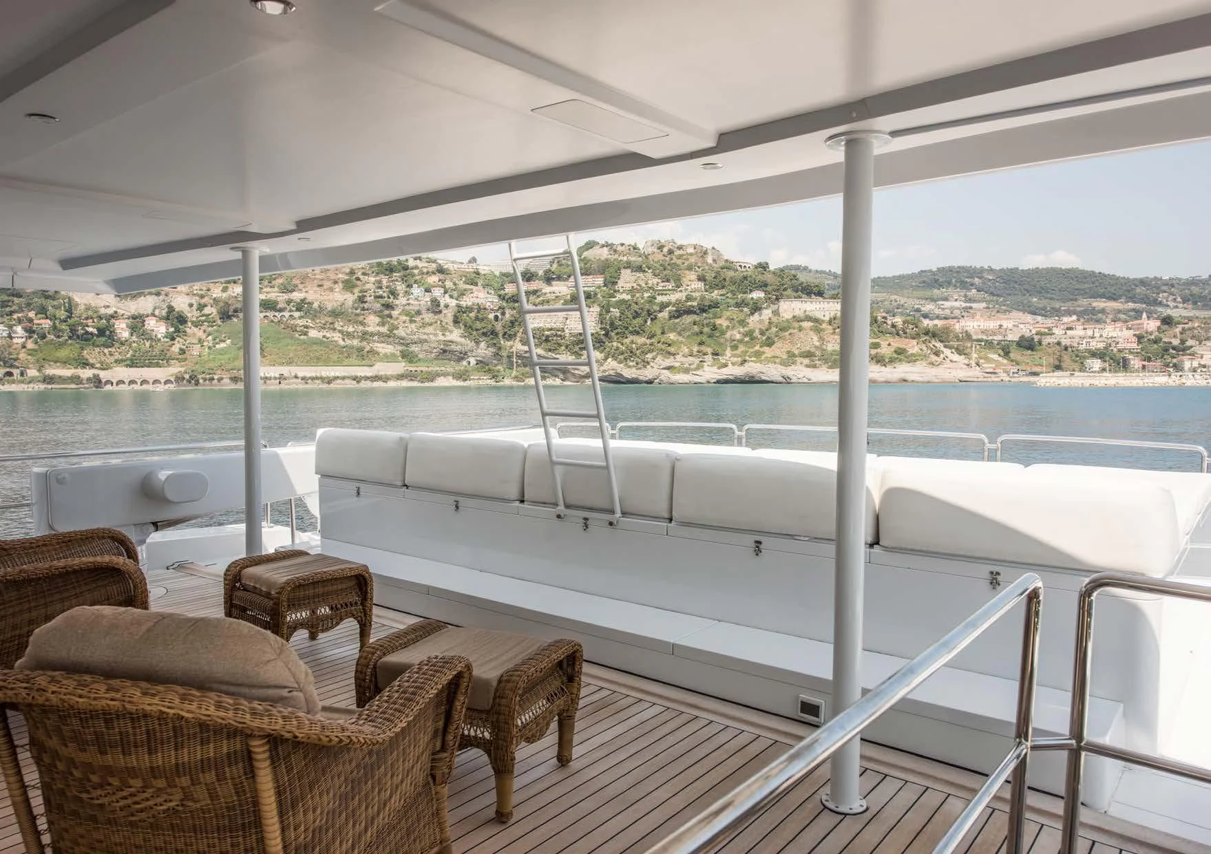 a boat on a deck aboard BLUE STAR Yacht for Sale
