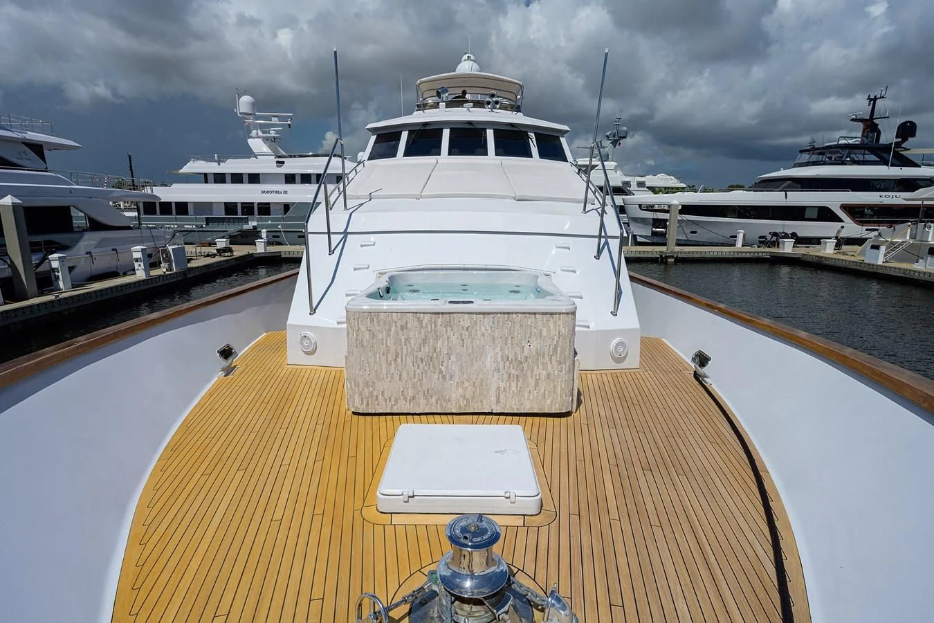 a boat on a deck aboard OCEAN DRIVE Yacht for Sale