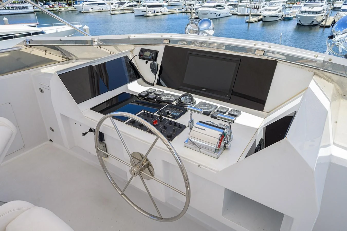 a boat with a large screen aboard OCEAN DRIVE Yacht for Sale