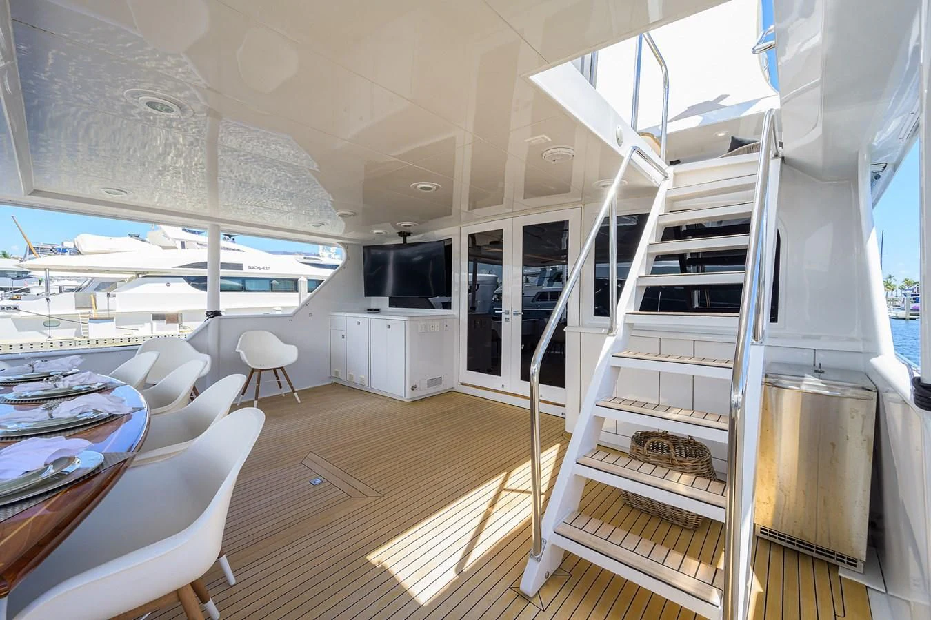 a room with a bunk bed and a table aboard OCEAN DRIVE Yacht for Sale