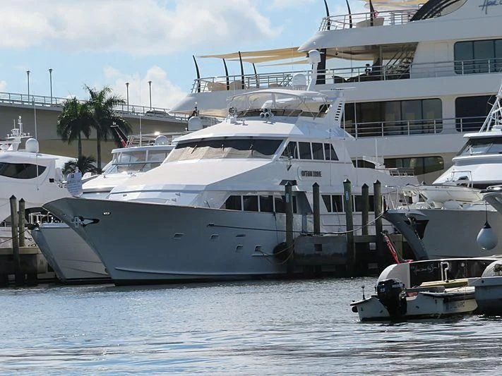 a large white boat docked aboard OCEAN DRIVE Yacht for Sale