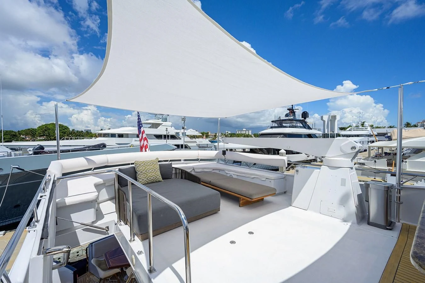 a deck with a deck and boats aboard OCEAN DRIVE Yacht for Sale