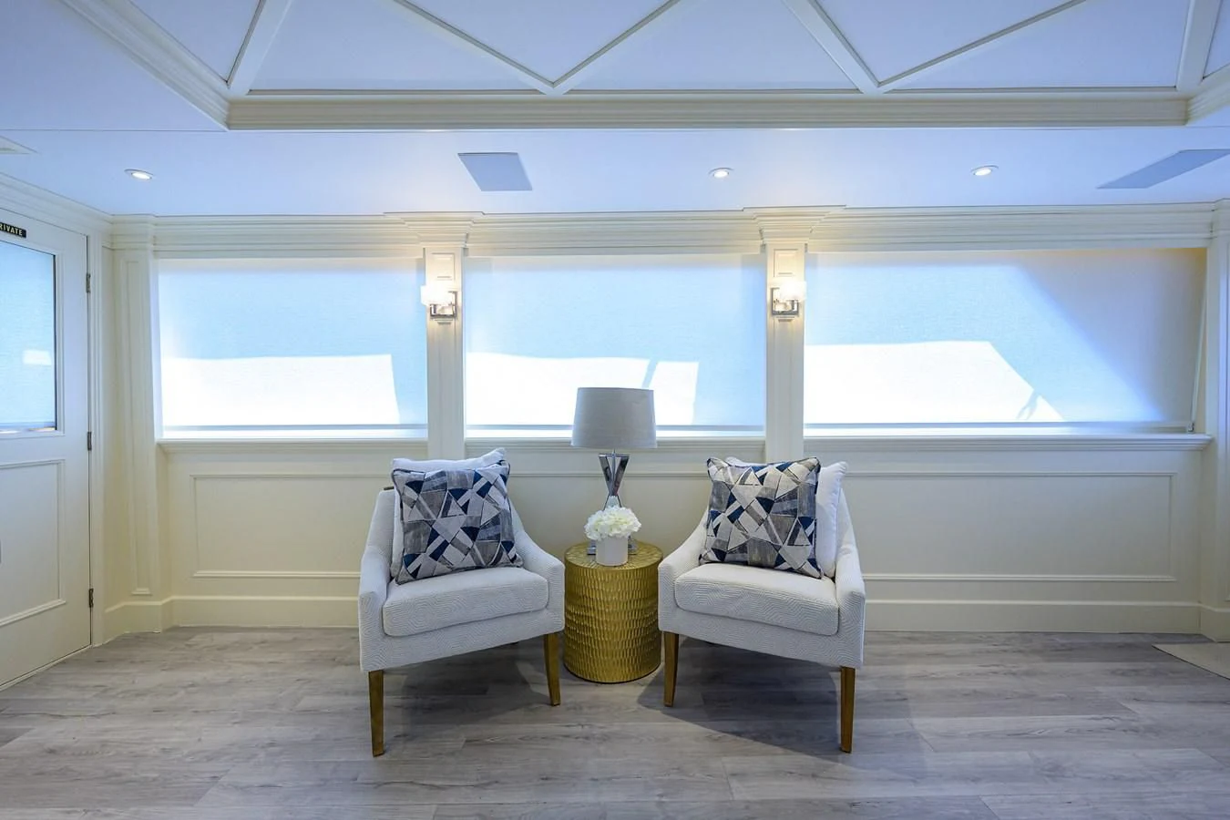 a room with a couch and a table aboard OCEAN DRIVE Yacht for Sale
