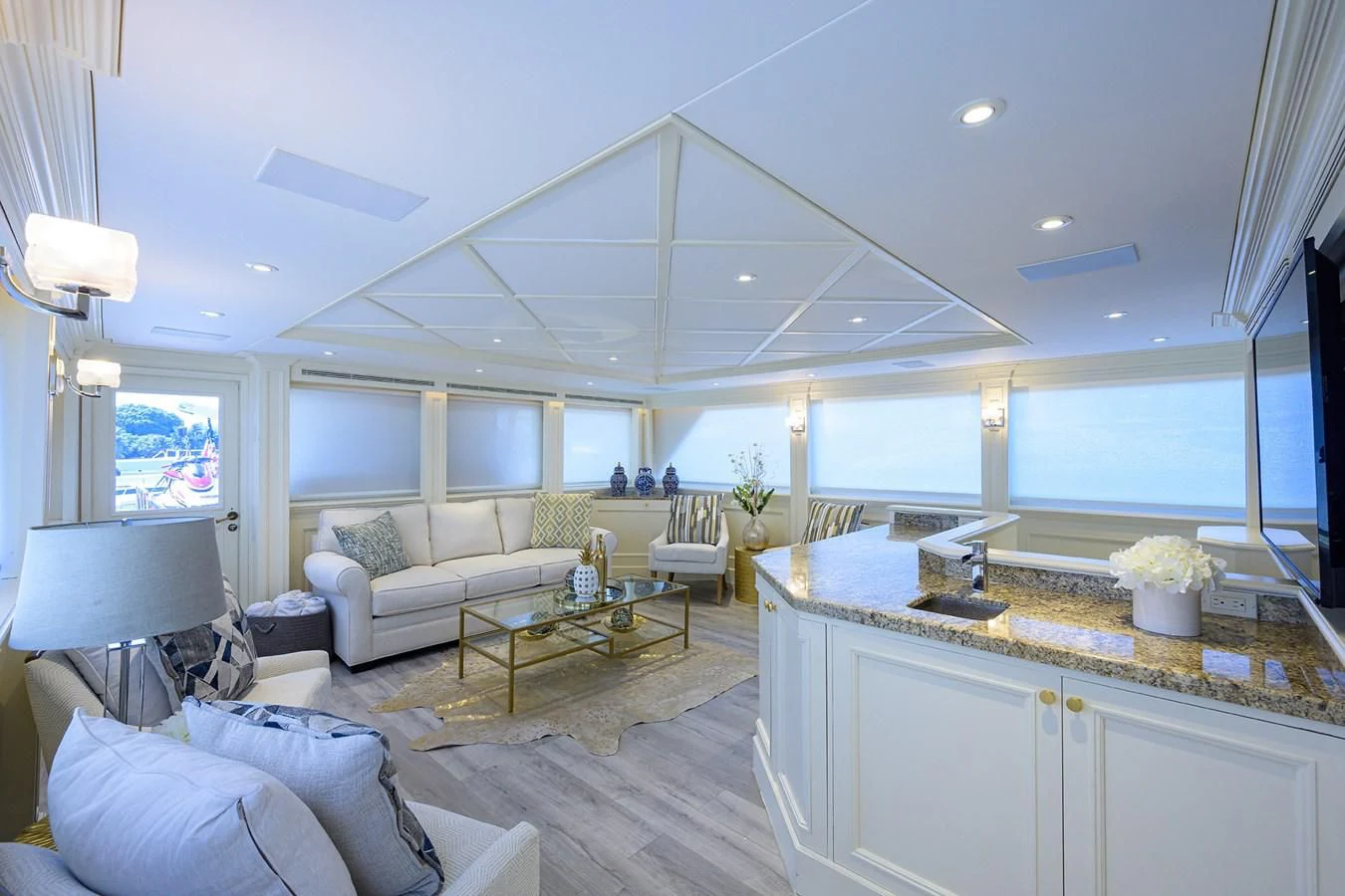 a large open living room aboard OCEAN DRIVE Yacht for Sale