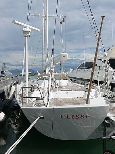 a boat parked in a harbor aboard ULISSE Yacht for Sale