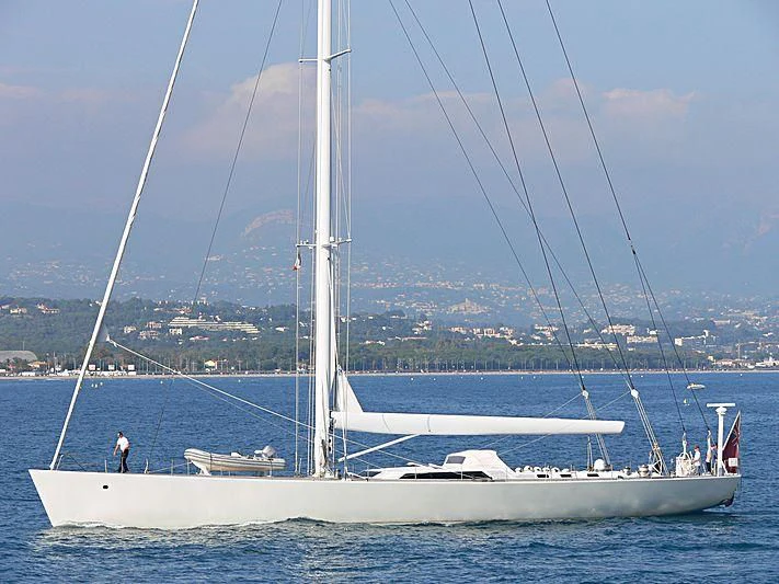 a white boat with a sail aboard ULISSE Yacht for Sale