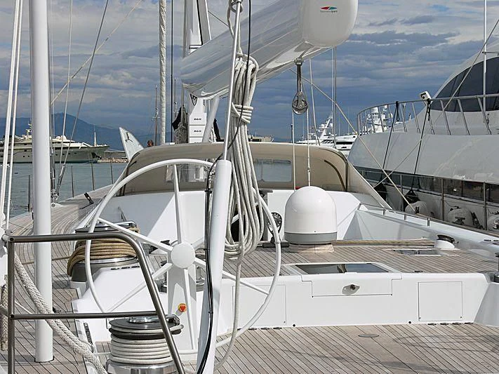 a white boat with a white propeller aboard ULISSE Yacht for Sale