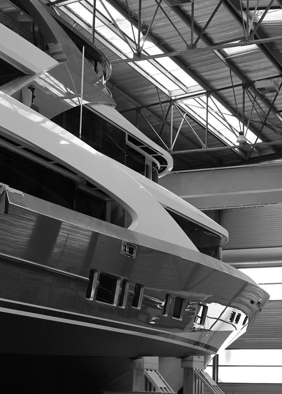 a train inside a building aboard TOSCA Yacht for Sale