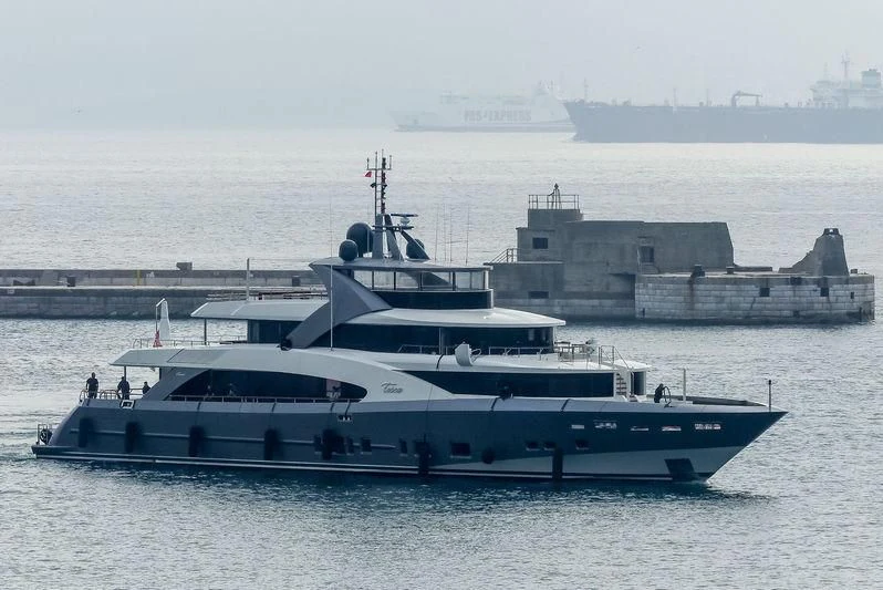 a boat in the water aboard TOSCA Yacht for Sale