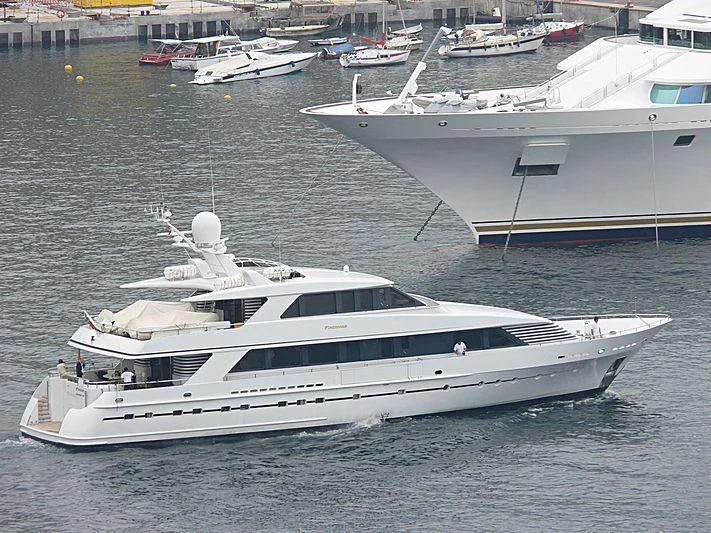a group of boats in a harbor aboard WOLFOZ Yacht for Sale