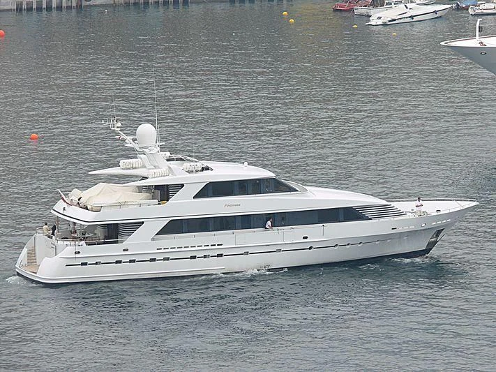 a white yacht in the water aboard WOLFOZ Yacht for Sale
