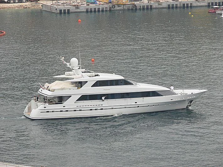 a white yacht in the water aboard WOLFOZ Yacht for Sale