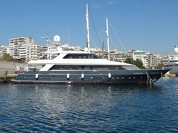 a large boat in the water aboard WOLFOZ Yacht for Sale