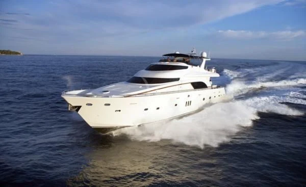 a white yacht on the water aboard LADY CAROLA Yacht for Sale