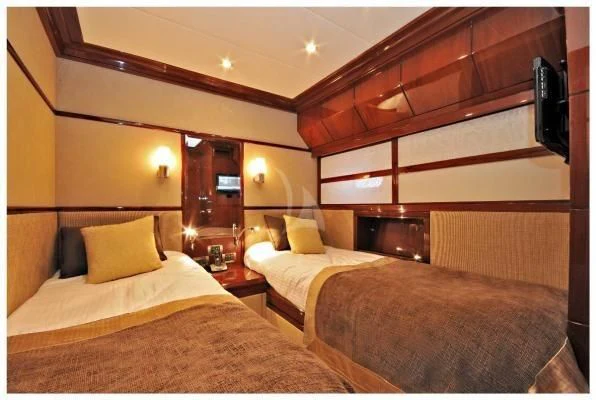 a couple of beds in a hotel room aboard LADY CAROLA Yacht for Sale
