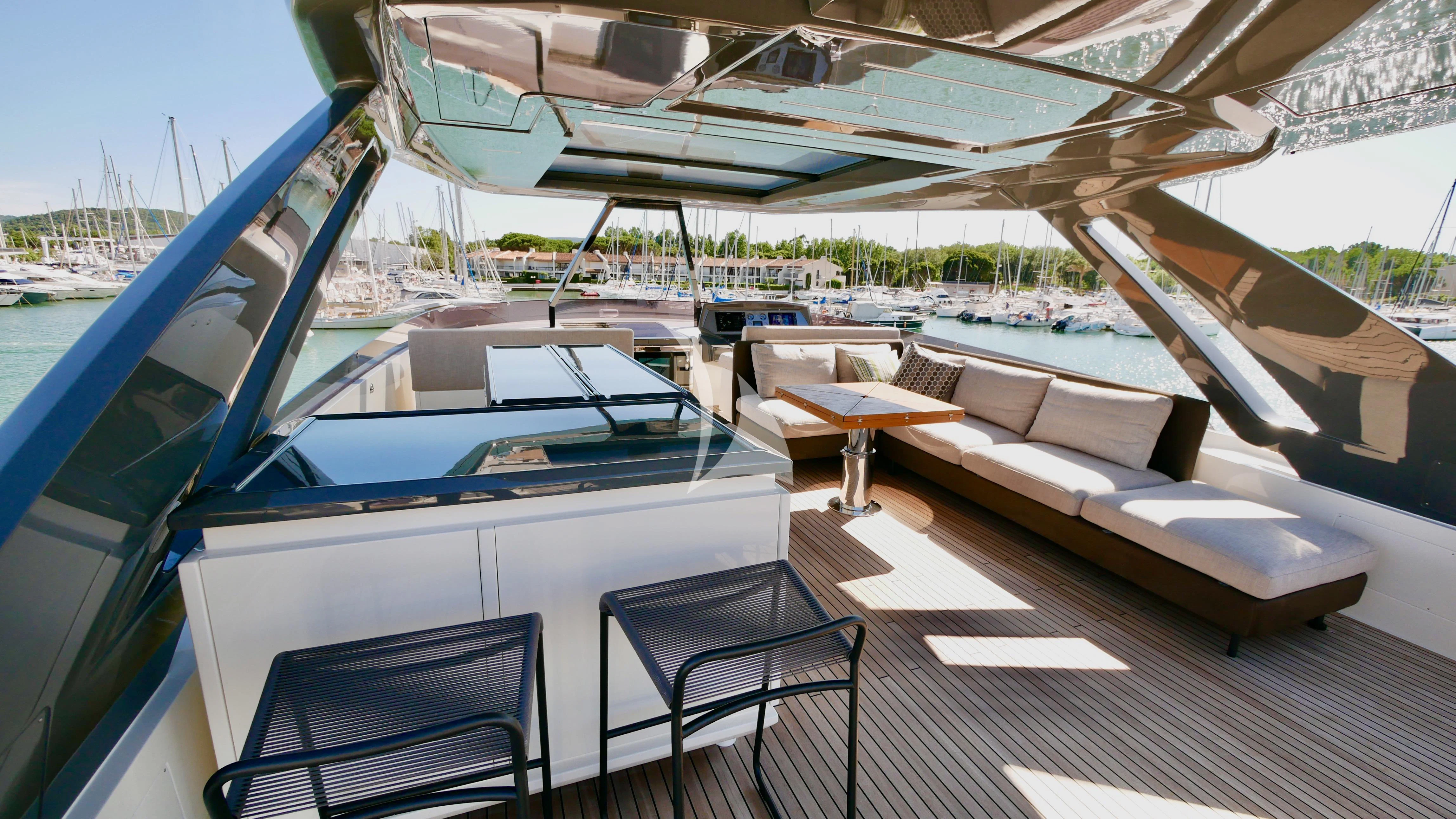 a boat on a deck aboard NINETEEN Yacht for Sale