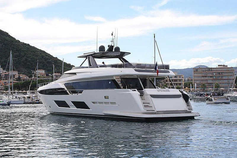 a white yacht in the water aboard NINETEEN Yacht for Sale