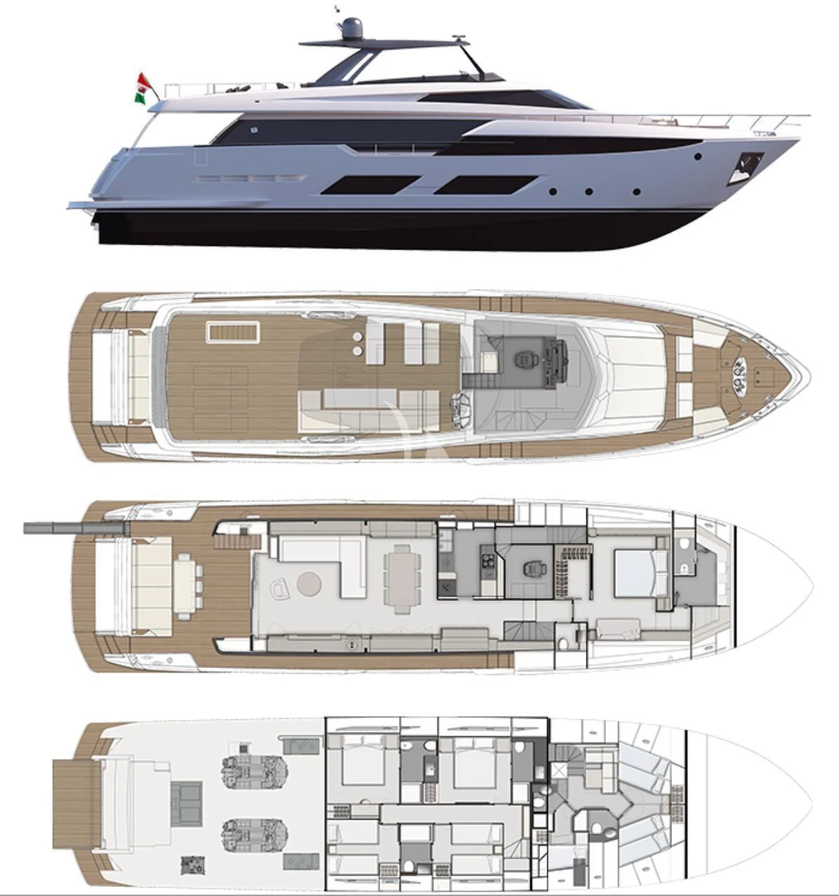 diagram, engineering drawing aboard NINETEEN Yacht for Sale