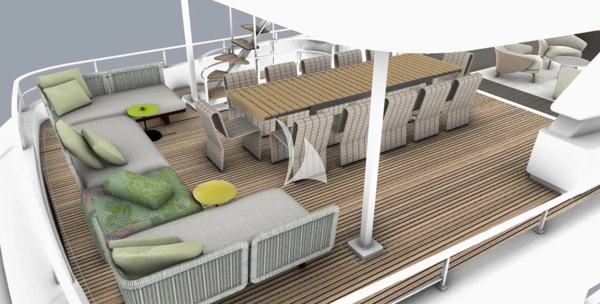 a model of a house aboard NINETEEN Yacht for Sale
