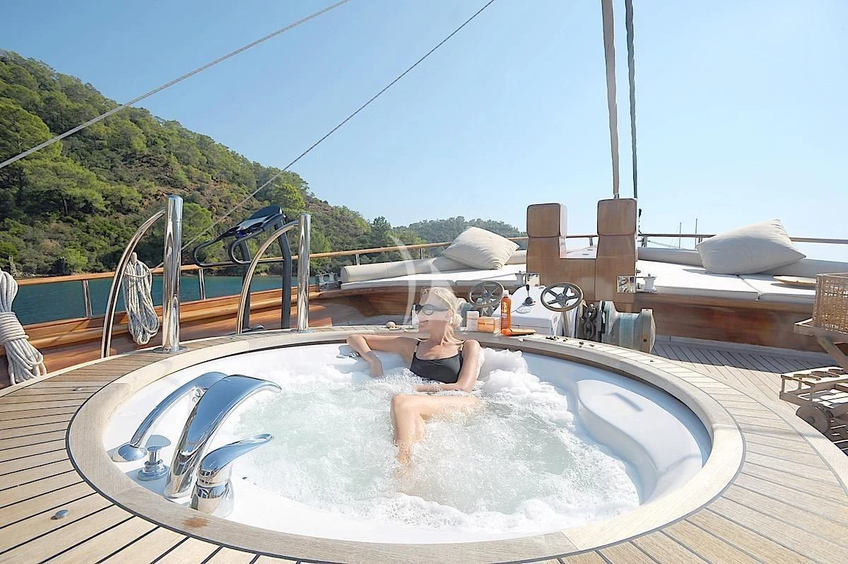 a person in a pool aboard MARE NOSTRUM Yacht for Sale