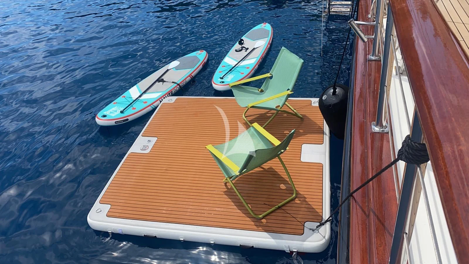 a kayak on a boat aboard MARE NOSTRUM Yacht for Sale