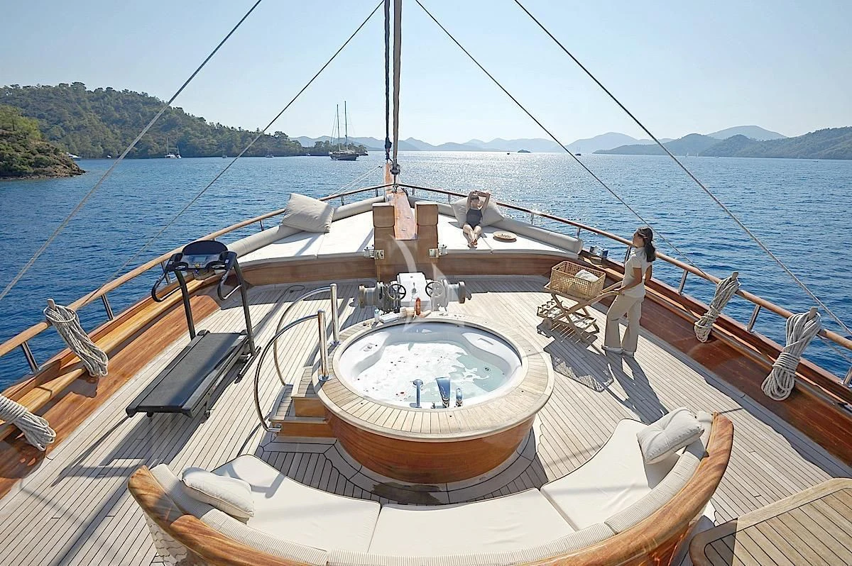 a boat with people on it aboard MARE NOSTRUM Yacht for Sale