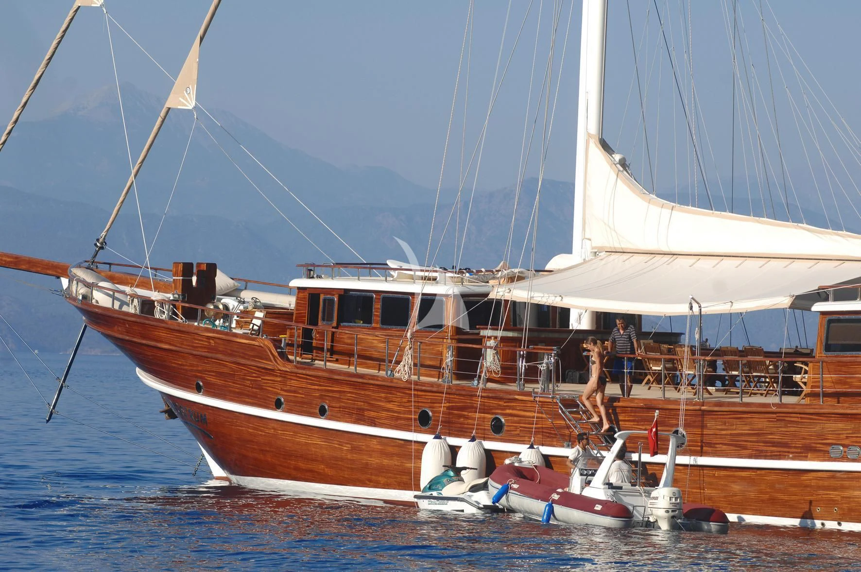 a boat on the water aboard MARE NOSTRUM Yacht for Sale