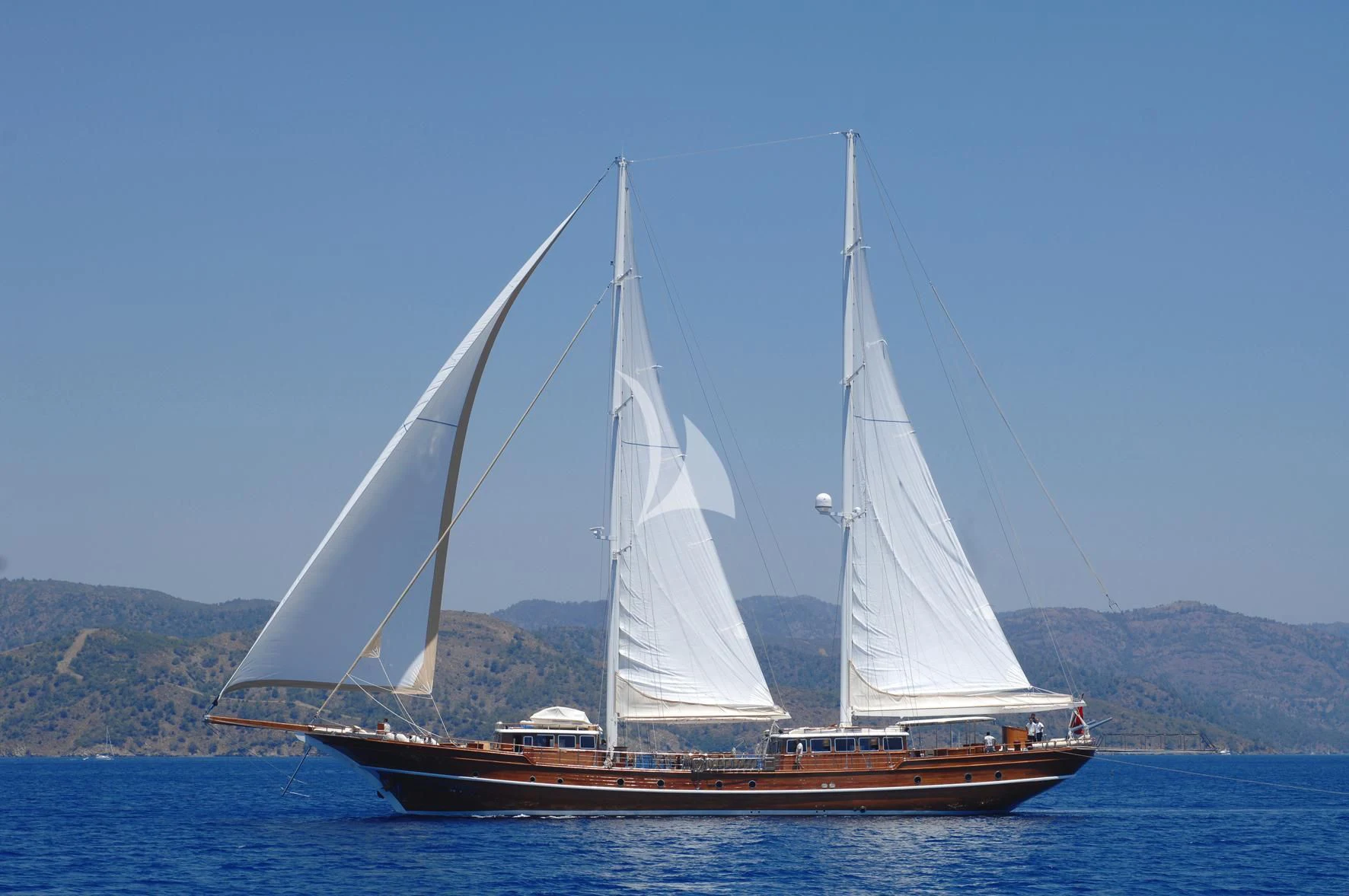 a sailboat on the water aboard MARE NOSTRUM Yacht for Sale