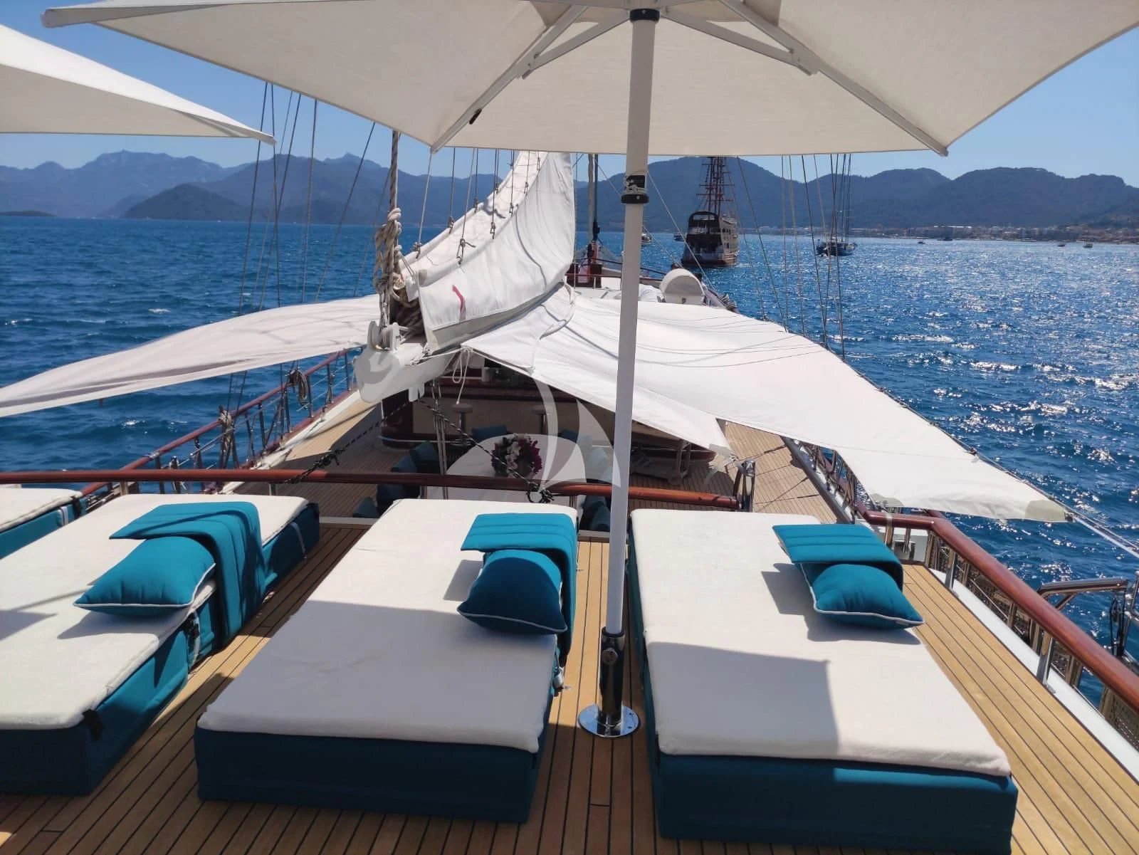 a boat on the water aboard MARE NOSTRUM Yacht for Sale