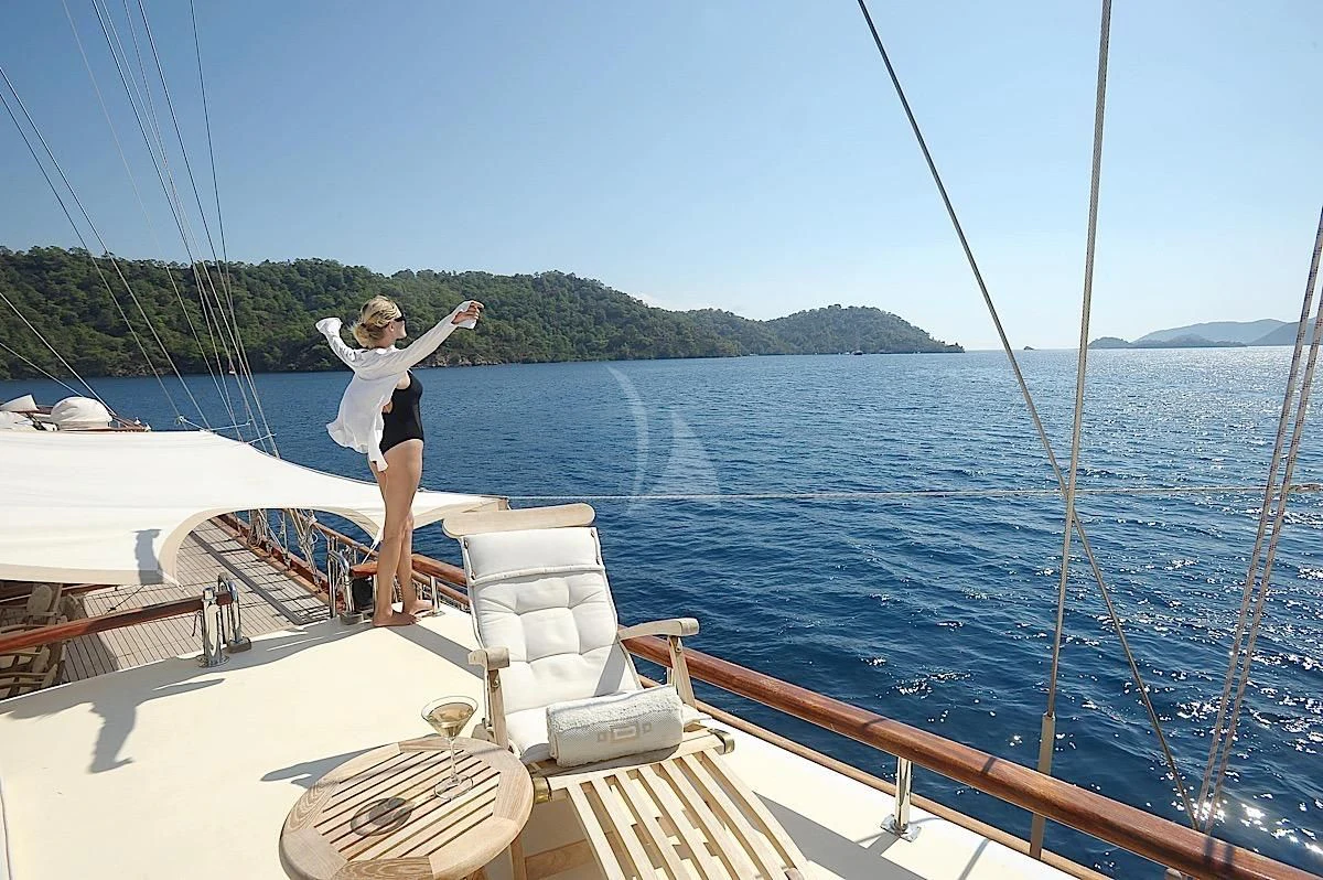 a person on a boat aboard MARE NOSTRUM Yacht for Sale