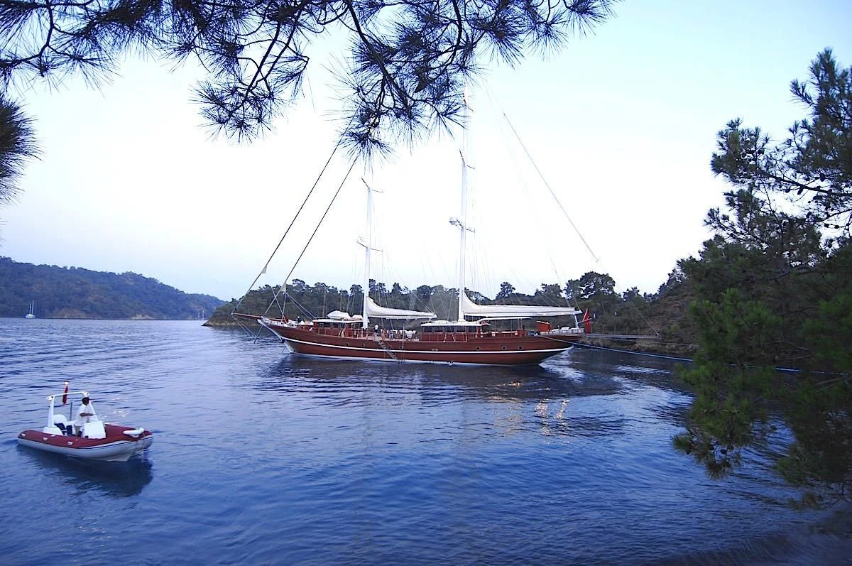 a sailboat on the water aboard MARE NOSTRUM Yacht for Sale