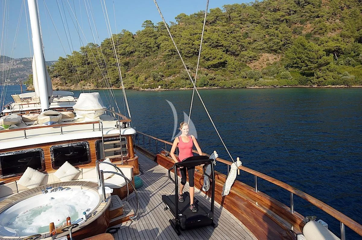 a person on a boat aboard MARE NOSTRUM Yacht for Sale