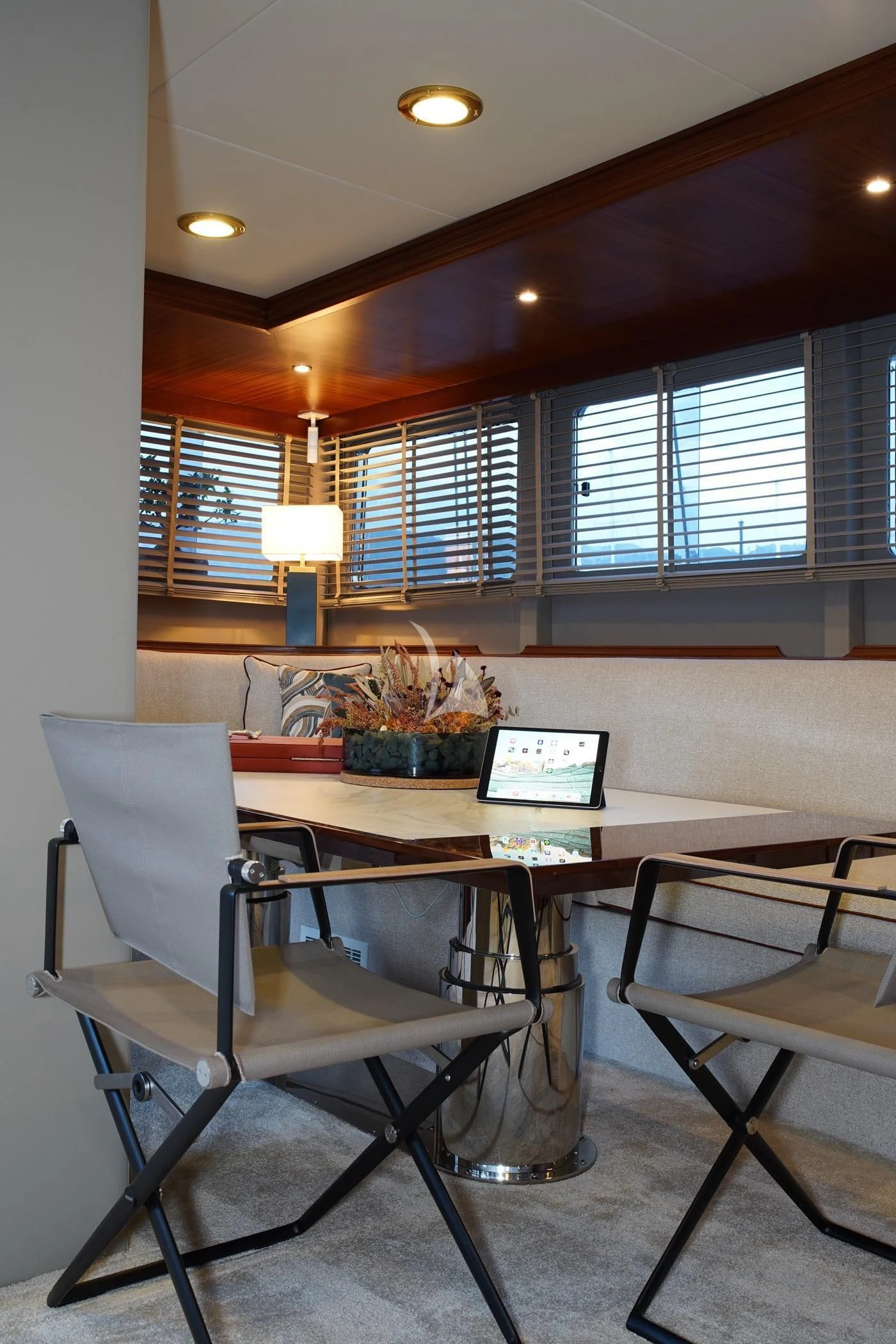 a laptop on a table aboard MARE NOSTRUM Yacht for Sale